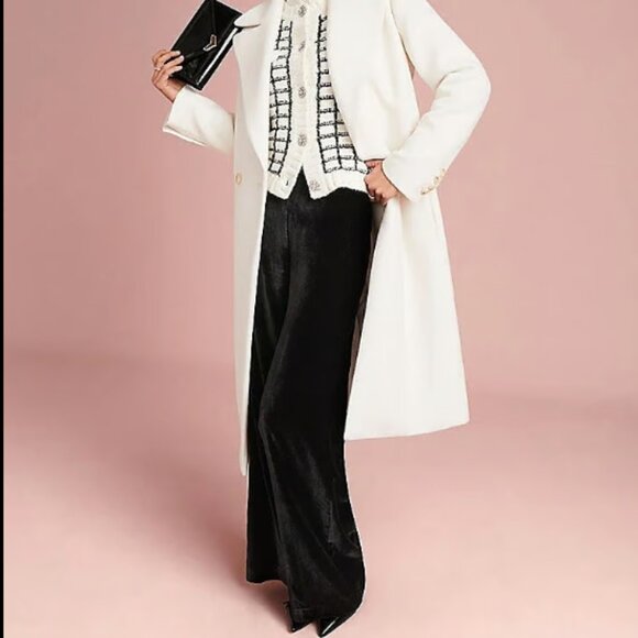 ANN TAYLOR THE PERFECT WIDE LEG PANT IN DRAPEY VELVET BLACK TROUSER $129 6 - Picture 1 of 9
